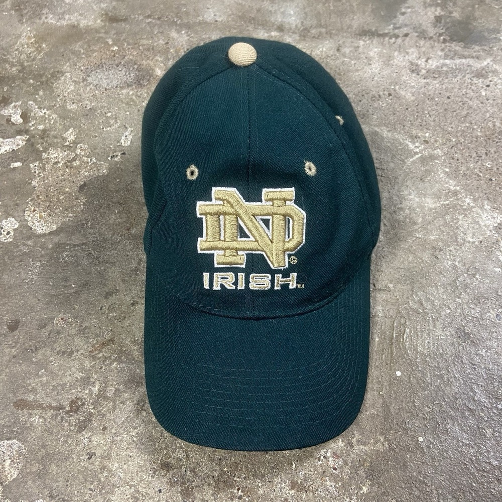 Vintage Notre Dame Cap Size 7 1/8 Green Fighting Irish NCAA College Graphic